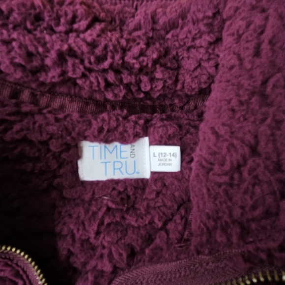 Time and Tru Purple Sherpa Cowl Neck 1/4 Zip Large - Picture 5 of 5